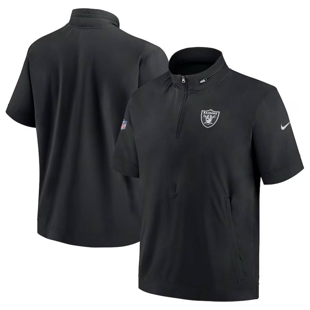 Mens Nike Las Vegas Raiders Short Sleeve Hoodie Quarter-Zip Jacket Black Size L